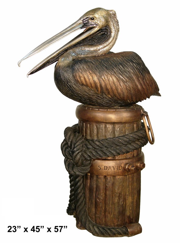 Pelican Resting on Piling Fountain